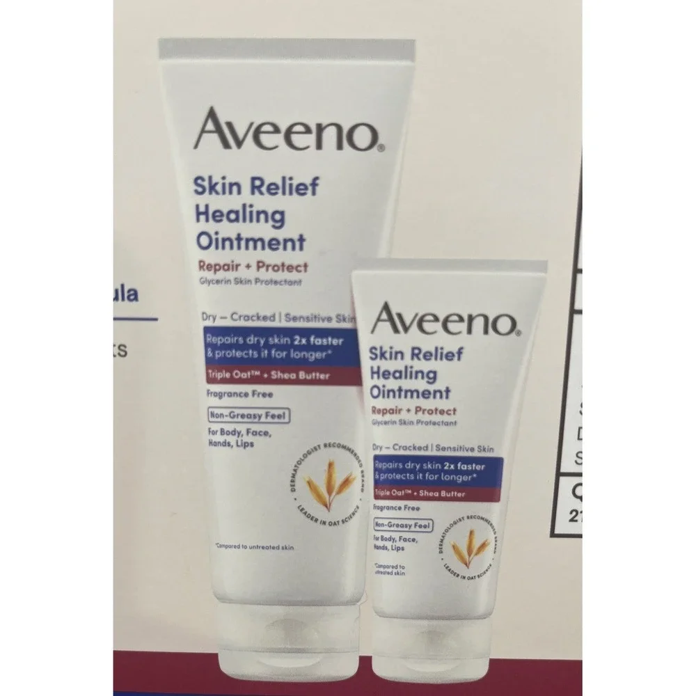 3 AVEENO Skin Relief Healing Ointments Lotions 2- 7.2oz 1- 2oz Oats Shea Butter